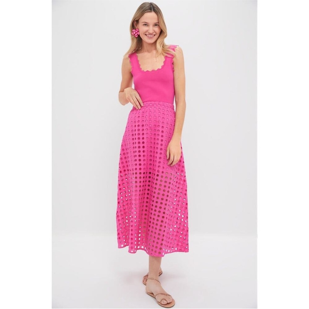 Tuckernuck Hot Pink Cotton Eyelet Eve Skirt Size S NWT